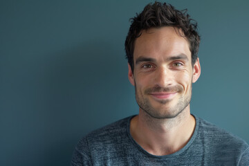 Fototapeta premium A close up portrait of a young man with a subtle smile