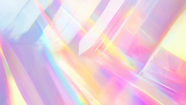 abstract prism light rainbow reflection background with vibrant holographic pastel colors, creating stunning and dreamy visual effect, digital art, fashion design, shiny flare glossy texture