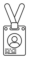 Id card badge simple line vector illustration. Press card outline icon.