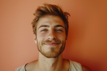 Fototapeta premium A close up portrait of a young man with a subtle smile