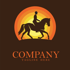 Cowboy riding a horse logo, vector 