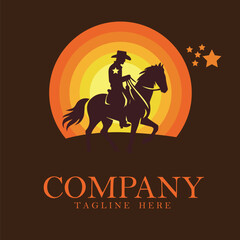 Cowboy riding a horse logo, vector 
