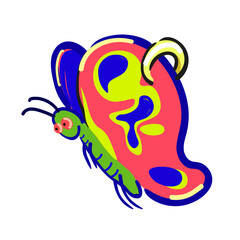 isolated illustration creature-shaped butterfly ear in vector. object icon for poster sticker design logo print