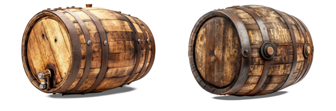 old antique winery barrel,  PNG isolated transparent background with shadow, 
