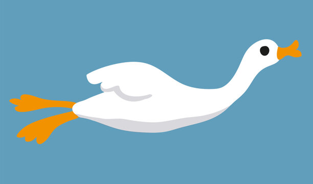 isolated illustration flying goose in vector. object icon for poster sticker design logo print
