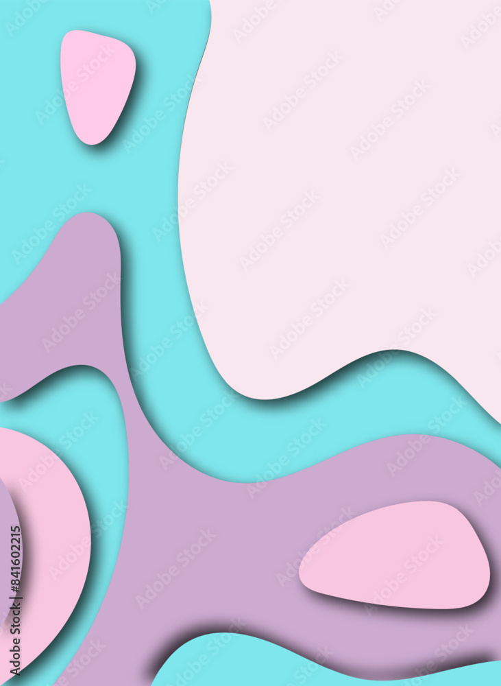 Poster abstract modern gradient paper cut waves background with shadow decoration. minimal style dynamic wa