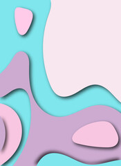 Abstract modern gradient paper cut waves background with shadow decoration. Minimal style dynamic wave pattern creative design. Cute vibrant pastel colors liquid texture element.