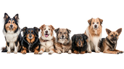 Obraz premium A group of dog isolated on white transparent background, PNG File. Perfect for clipart
