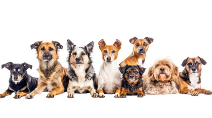 Obraz premium A group of dog isolated on white transparent background, PNG File. Perfect for clipart