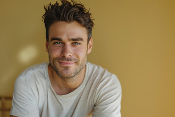 Fototapeta premium A close up portrait of a young man with a subtle smile