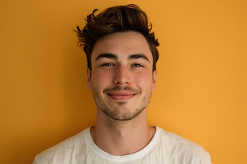 Obraz premium A close up portrait of a young man with a subtle smile