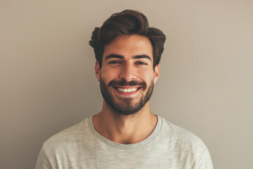 Fototapeta premium A close up portrait of a young man with a subtle smile