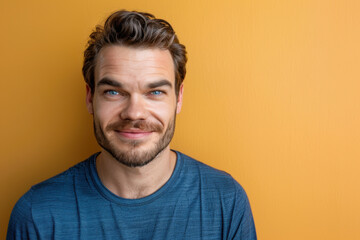 Obraz premium A close up portrait of a young man with a subtle smile