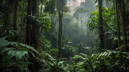 Deep tropical jungles of Southeast Asia in august