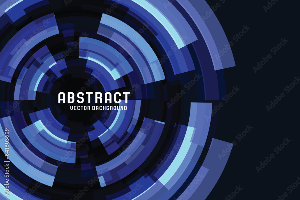 Aufkleber blue abstract circle background, digital overlap layer line, simple technology design template