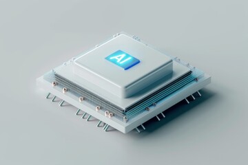 sleek minimalist 3D illustration of an AI processor, highlighting the simplicity and elegance of modern technology design.