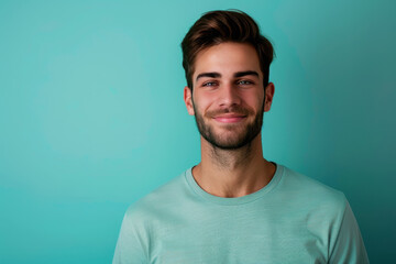 Fototapeta premium A close up portrait of a young man with a subtle smile