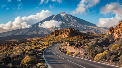 Scenic road through Teide National Park with mountain views