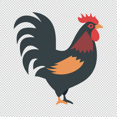 Chicken logo art design, vector illustration on transparent background