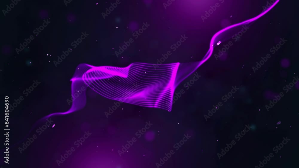 Poster abstract artistic purple shiny flowing turbulence wavy lines with lens flares on flying blurry hazy 