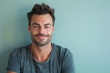 Fototapeta premium A close up portrait of a young man with a subtle smile