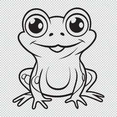 Cute simple frog icon logo, black vector illustration on transparent background