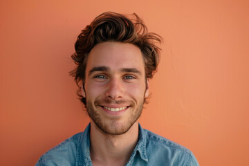 Obraz premium A close up portrait of a young man with a subtle smile