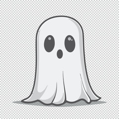 Cute ghost logo icon, black vector illustration on transparent background