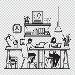 Business concept with office working people, vector illustration on transparent background