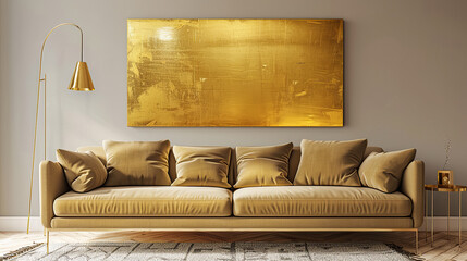 Art Home. Contemporary Gold Interior with painting