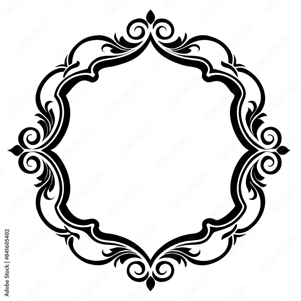 Aufkleber a simple, elegant black and white ornamental frame design with a circular shape, perfect for adding 
