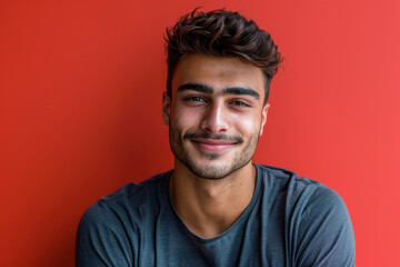 Fototapeta premium A close up portrait of a young man with a subtle smile