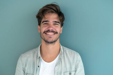 Fototapeta premium A close up portrait of a young man with a subtle smile