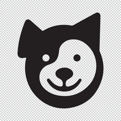 Fototapeta premium Simple dog head logo icon, black vector illustration on transparent background