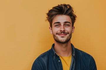 Fototapeta premium A close up portrait of a young man with a subtle smile