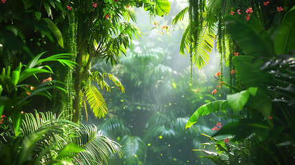 Jungle Landscape With Liana Hanging