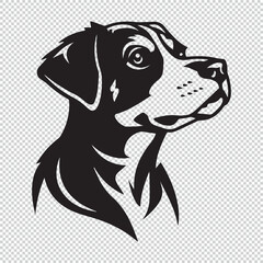 Simple dog head logo icon, black vector illustration on transparent background