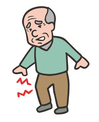 腰を痛めたシニア男性のイラスト