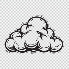Simple sketch of cloud logo icon, black vector illustration on transparent background