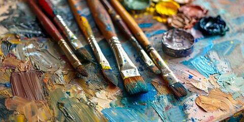 Obraz premium Atelier art supplies, brushes and paints
