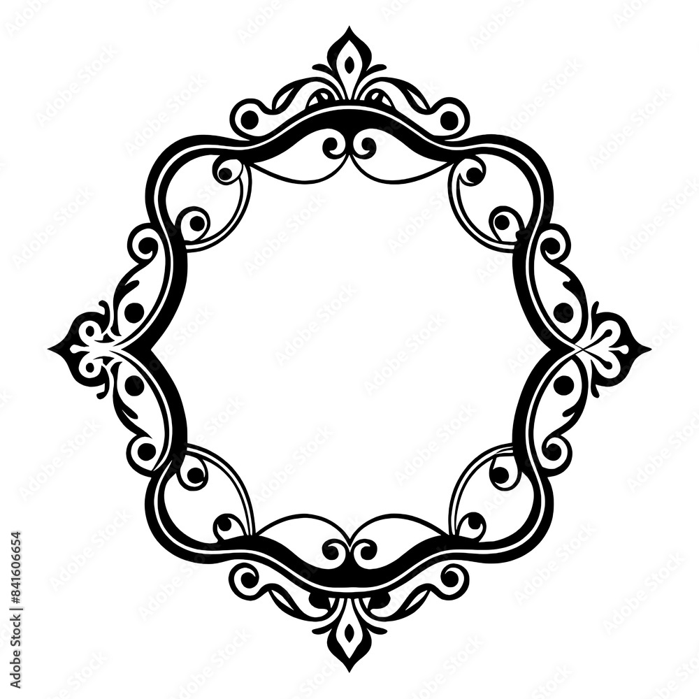 Poster an elegant black and white ornate frame with an intricate floral design. perfect for adding a touch 
