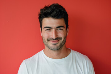 Fototapeta premium A close up portrait of a young man with a subtle smile