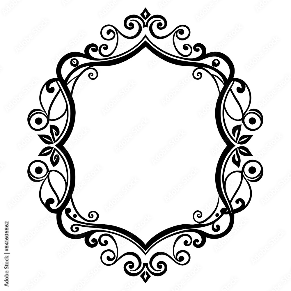 Aufkleber a simple, elegant black and white frame with ornate floral details. the frame is perfect for adding 