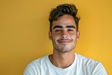 Fototapeta premium A close up portrait of a young man with a subtle smile