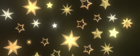 Starlit Christmas Plummet: Spectacular 3D Illustration Showcasing Descending Holiday Star Clusters