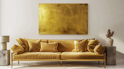 Art Home. Contemporary Gold Interior with painting