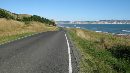 Winding road heading down to the beach 