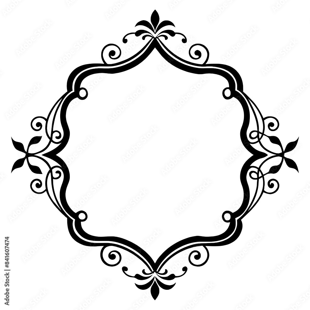 Aufkleber a simple, elegant black and white frame design with intricate floral details. the frame is perfect f