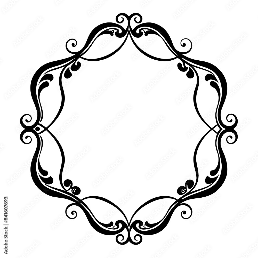 Poster an elegant black and white ornate floral frame design, perfect for adding a touch of sophistication 