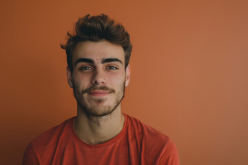 Fototapeta premium A close up portrait of a young man with a subtle smile